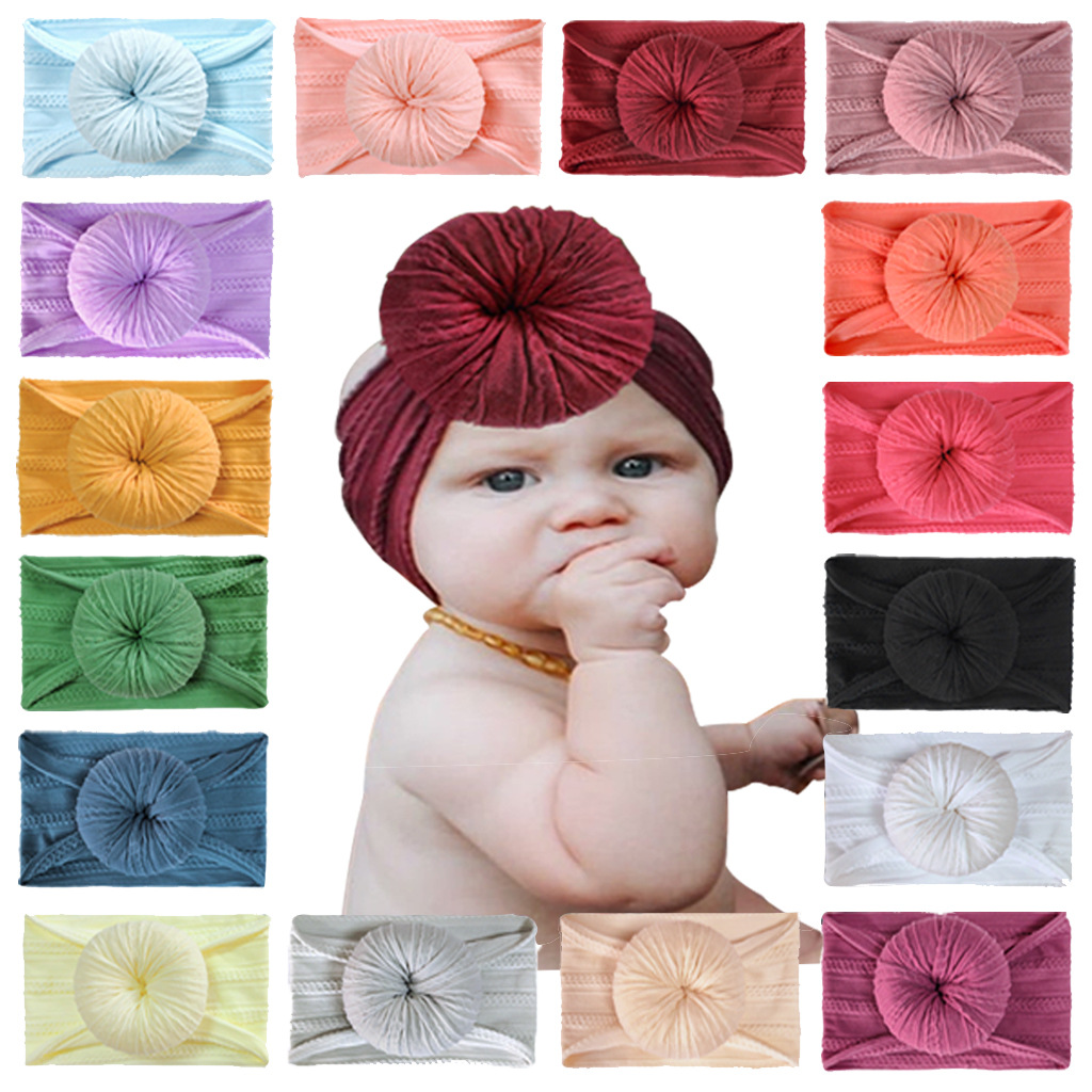 European and American fashion baby nylon jacquard hair band headdress soft donut nylon stockings children baby hair accessories
