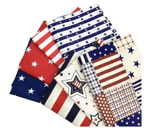 Twill printing fabric diy handmade patchwork set of 7 pieces American wind five-star flag fabric wholesale
