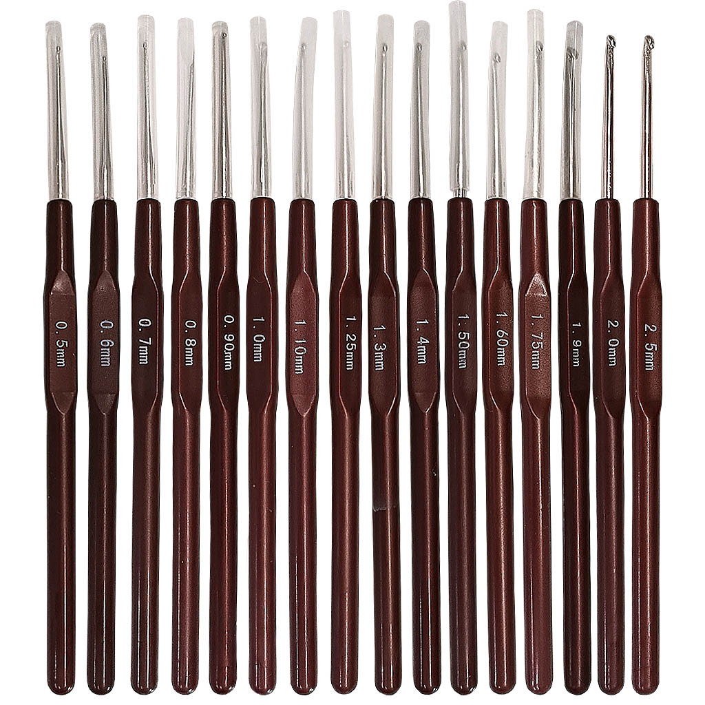 Knitting Tools Sweater Needles Thin Lace Crochet Hooks Set of 16 Pieces Full Set of Bags 0.5-2.5MM