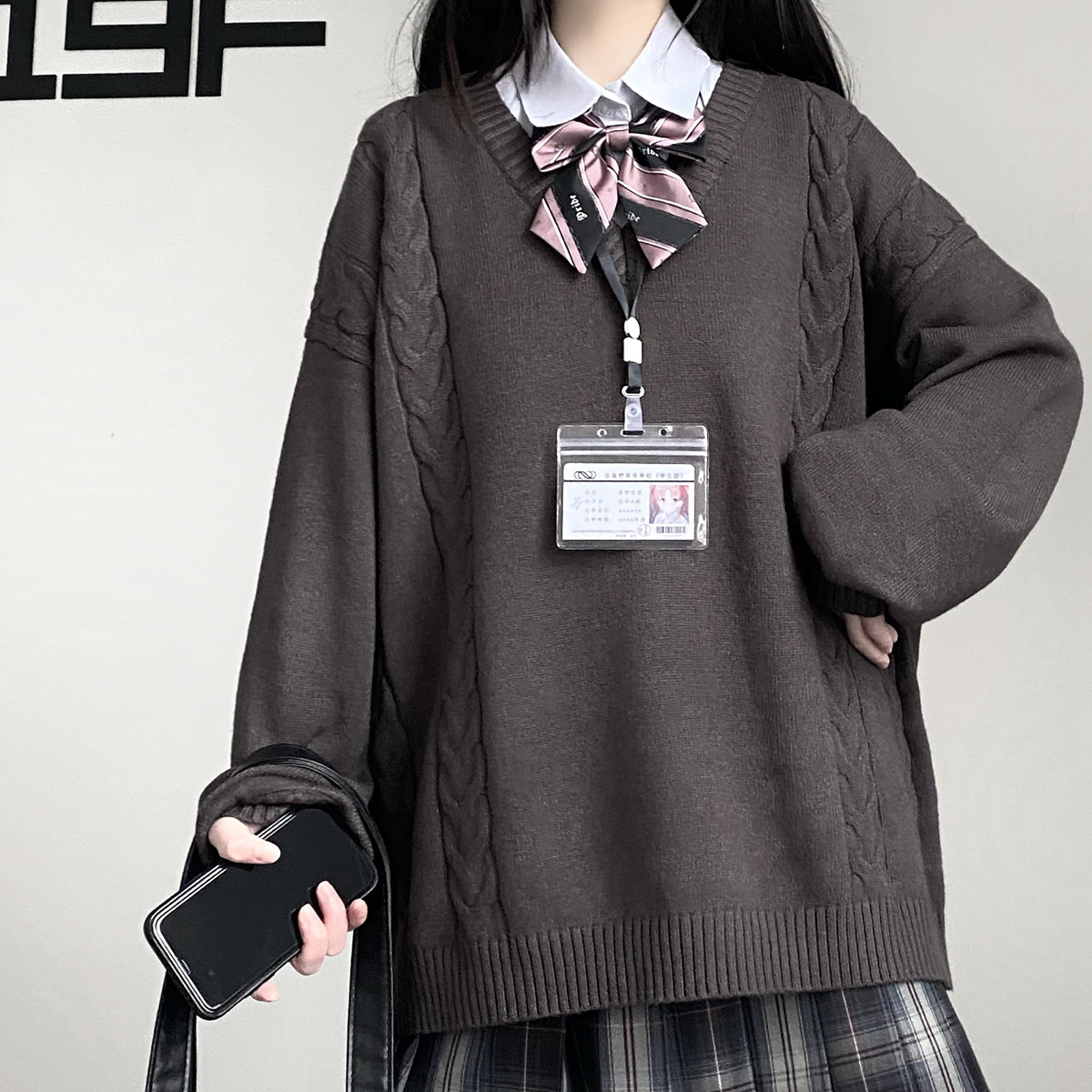 [Yan Muxi] Glutinous Rice jk Uniform Genuine Solid Color Twist Sweater Loose Lazy Soft Girl Joker Knitted Sweater