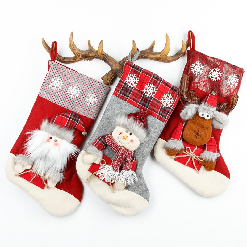 MerryChristmas large Christmas stockings Santa snowman three-dimensional decorative gift bag gift bag