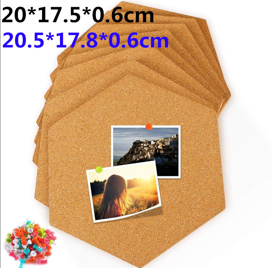 Hexagonal Cork Board Message Board Photo Wall Adhesive Self-adhesive Background Wall Publicity Bar Cork Wall Stickers