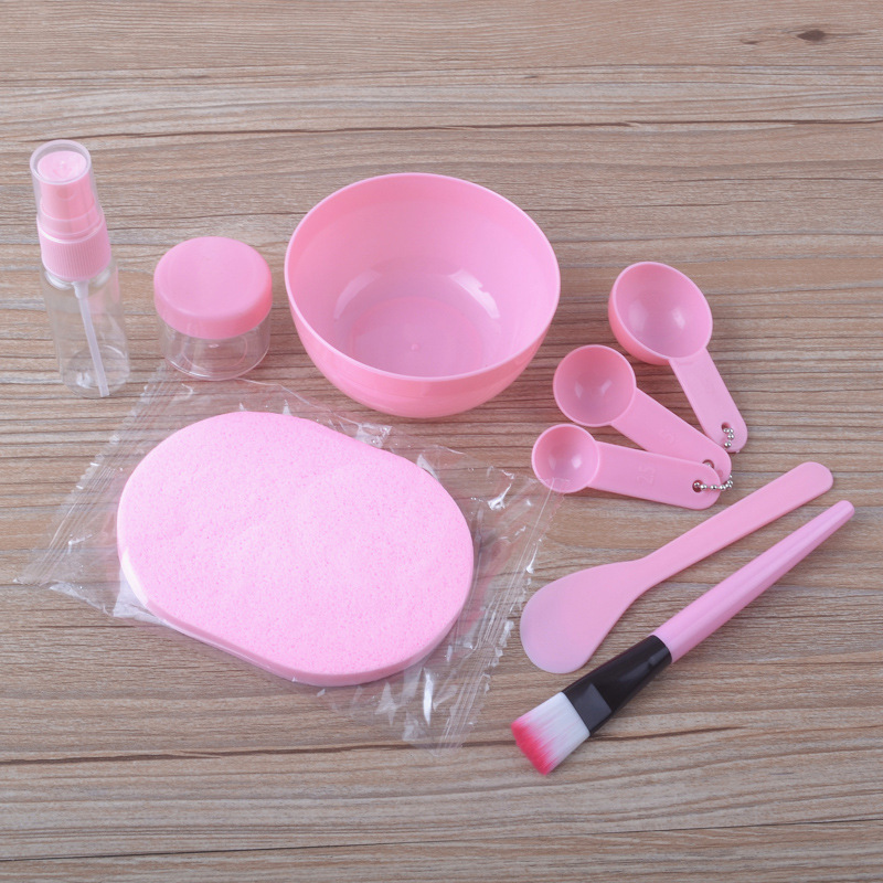 Make-up 9-piece Cosmetic Bowl Scraper Measuring Spoon Spray Bottle Cleansing Puff DIY Homemade Mask Tool 9-piece Set