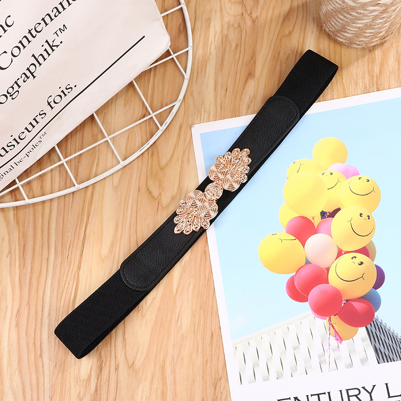 Factory wholesale ladies dress elastic thin belt new casual fashion down jacket black waist belt