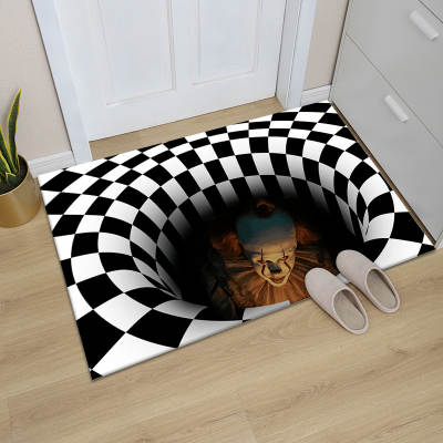 Cross-border clown trap visual carpet living room bedroom coffee table mat 3D geometric three-dimensional illusion mat wholesale