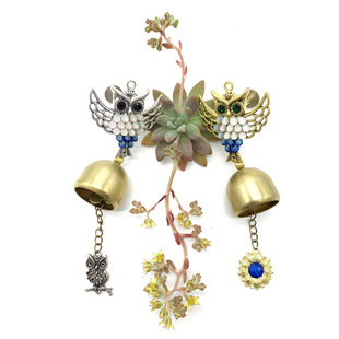 Factory direct mascot owl home wall hanging bronze bell metal self-priming doorbell crafts wind chime