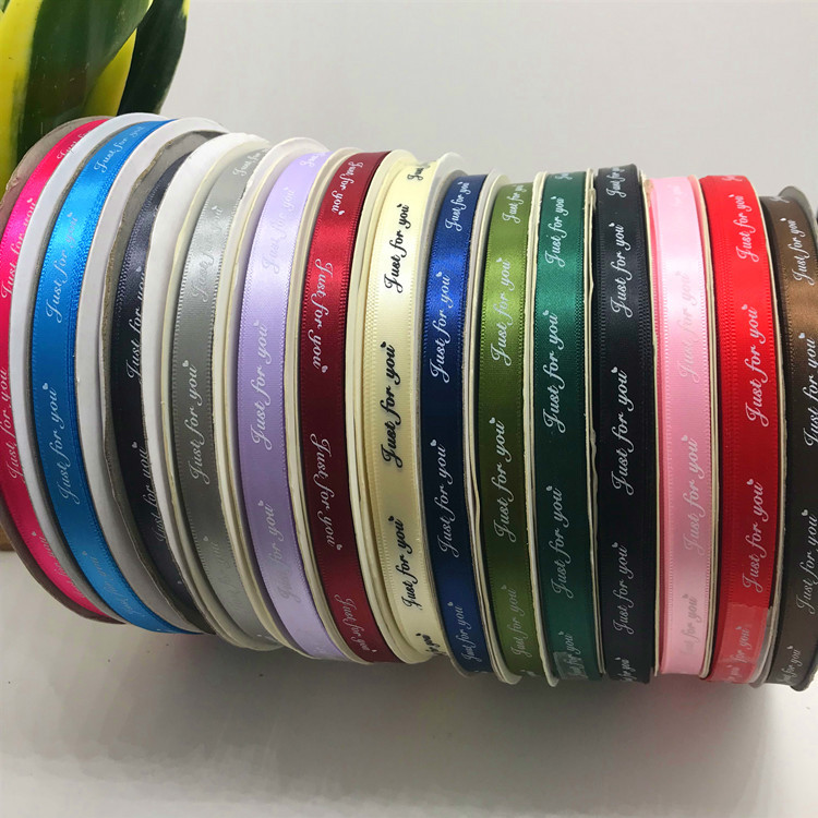 Packaging Printing ribbon justforyou English letters printing polyester tape flowers packaging ribbon 100 yards
