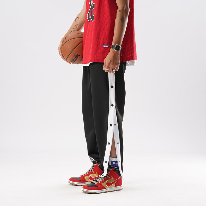 Men's Breasted Sports Pants 2021 Spring and Autumn Basketball Training Casual Pants Men's Fashionable Side Opening Comfortable Loose Men's Trousers
