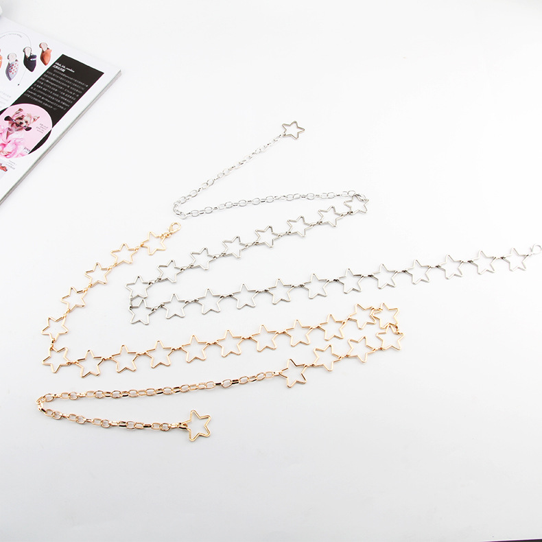 Women's Waist Chain Star Decoration Thin Belt Simple All-match Dress Fashion Waist Chain Small Belt Skirt In Stock_voghion.com
