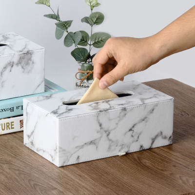 Nordic ins Home Marble Leather Tissue Box Creative Living Room Paper Box Creative Restaurant Napkin Paper Box