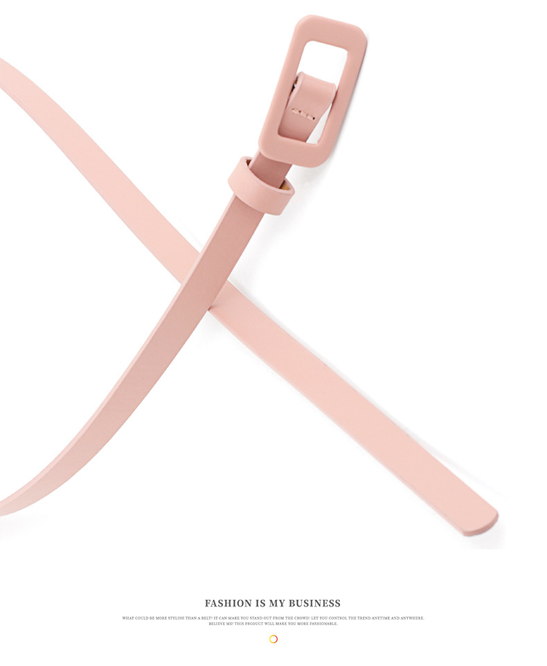 Nouvelle ceinture en PU légère de couleur unie pour femme, petite ceinture à boucle carrée, sans aiguille, sans perforation, décorative, fine, capacité de fonctionnement en stock_voghion.com