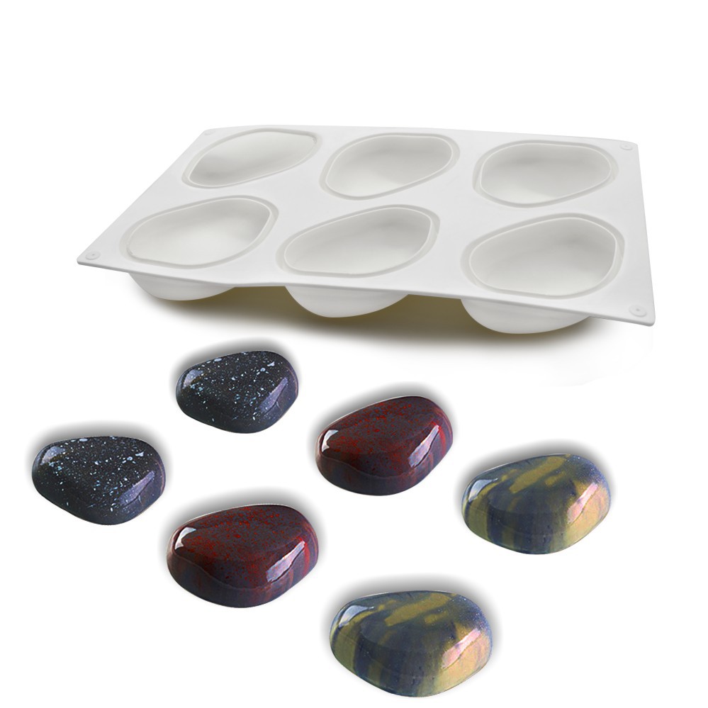 New 6-piece colorful cobblestone mousse cake mold DIY baking mold French dessert mold fondant silicone mold