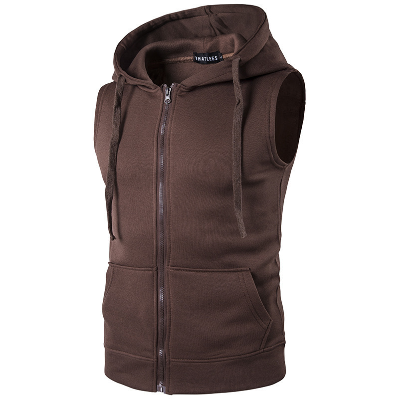 2019 foreign trade new men's hooded zipper pocket sweater vest coat hooded vest M19