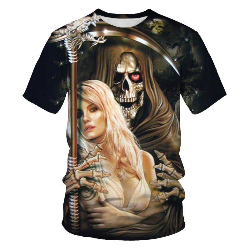 Summer new fashion skeleton men's T-shirt 3D digital printing short sleeve Factory Direct