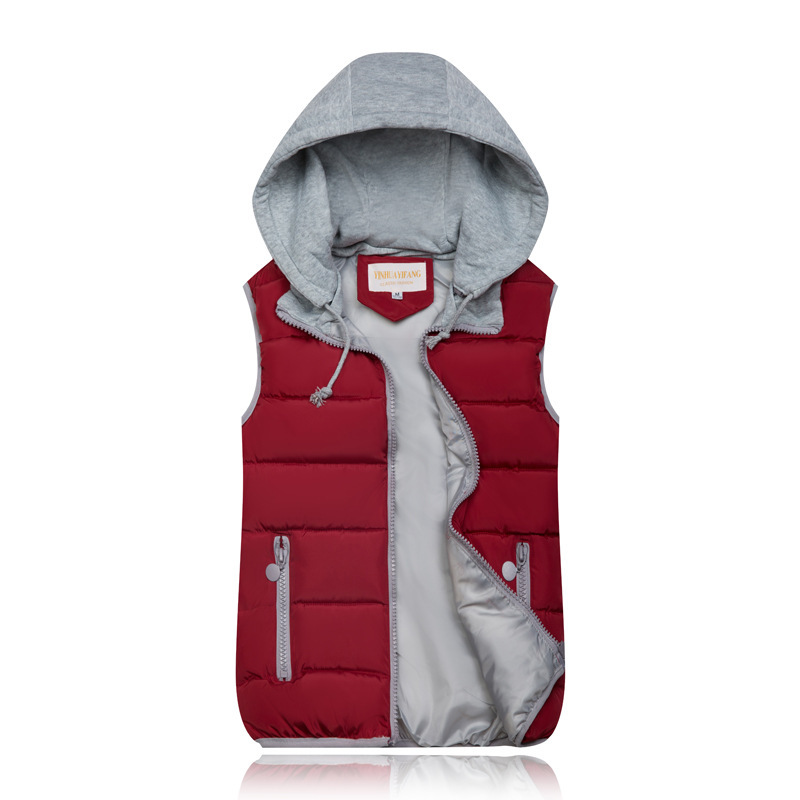 Foreign Trade Cotton Vest Women's Autumn and Winter Korean Style Large Size Vest Women's Detachable Cap Short Warm Vest Cotton Waistcoat