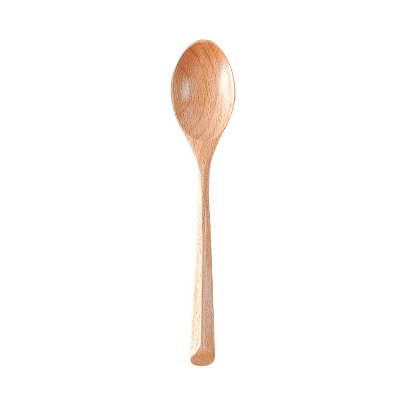 Beech Wood Spoon Creative Japanese and Korean Style Triangle Handle Solid Wooden Spoon Fork Chopsticks Set Wooden Tableware Small Spoon Laser Engraving
