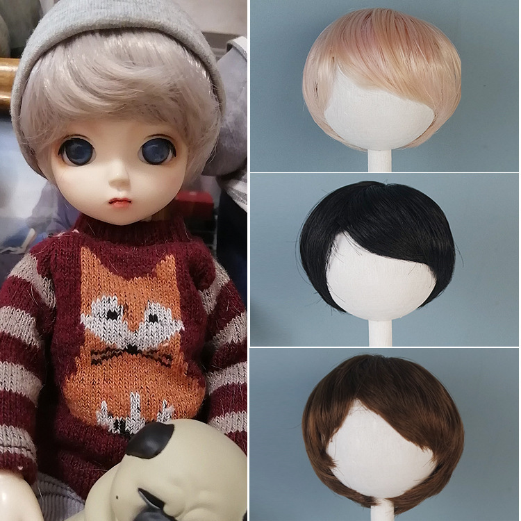 Sd Bjd 人形ウィッグ 6 点ストレートショートヘアかわいい古代スタイルの少年少女人形偽の髪日常ショート在庫|undefined