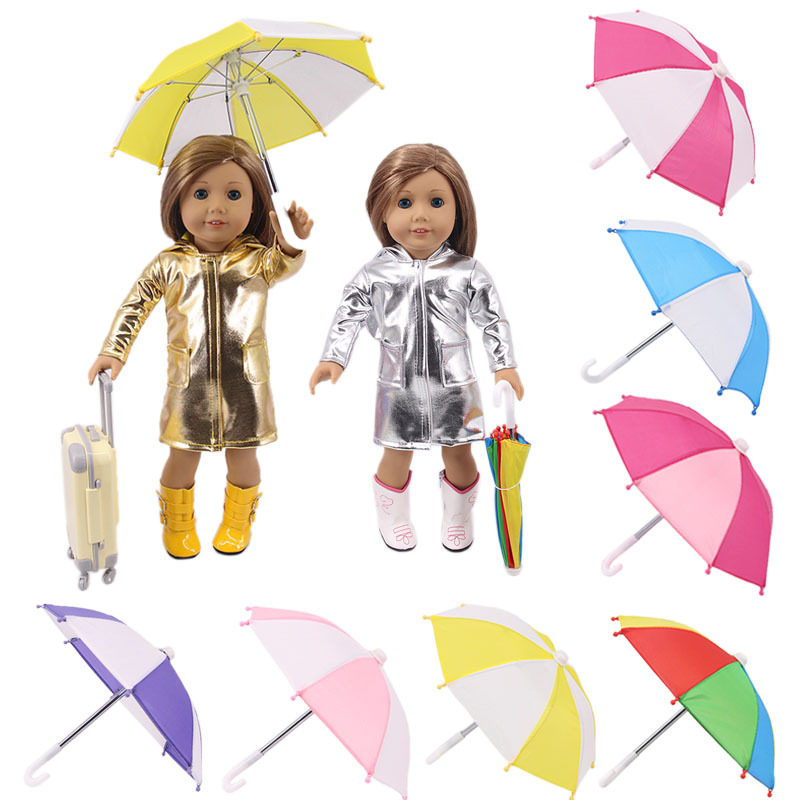 New 18 inch American girl doll accessories multicolor umbrella Amerira girl doll umbrella factory straight hair