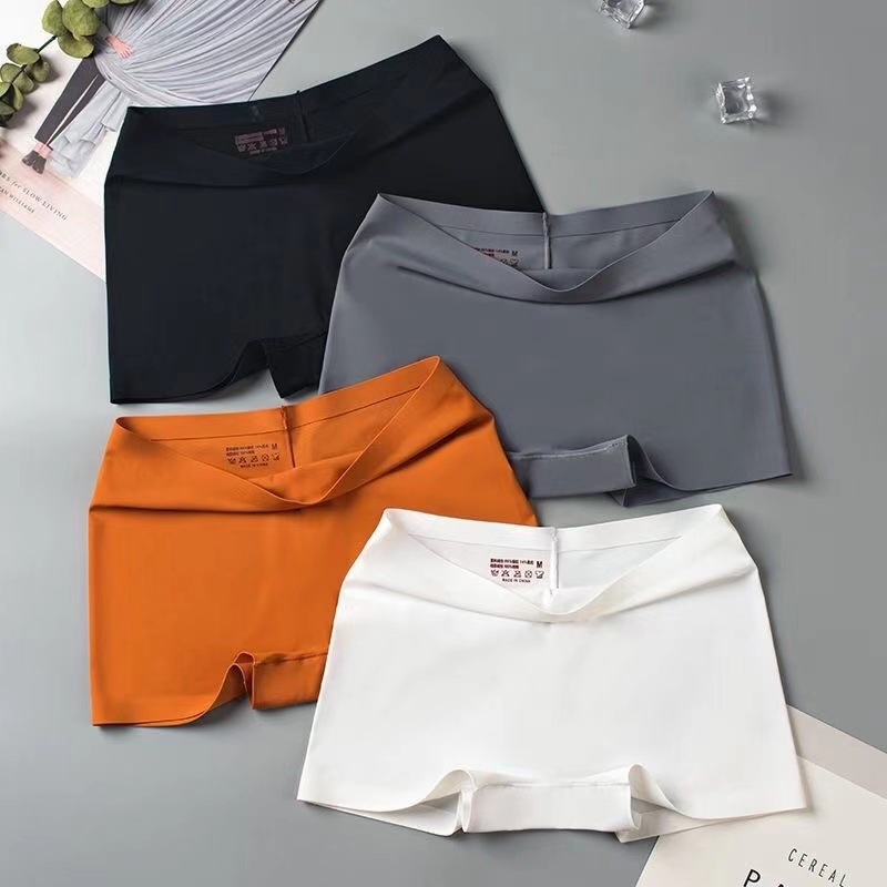 Kapok Village Ice Silk Traceless Underwear Women's Pure Cotton Crotch Antibacterial Boxers Women's Safety Pants Four Corners Anti-light Thin