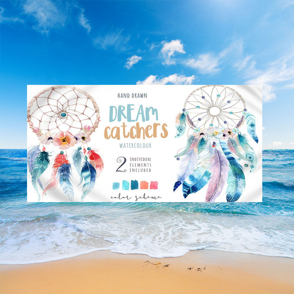 2 day hair embroidery European and American 3D digital printing dream catcher beach towel microfiber square tassel beach mat