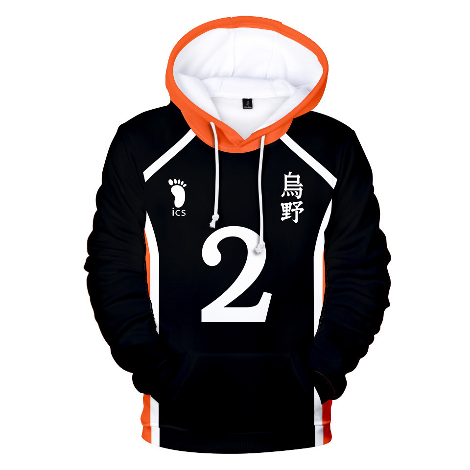 2020 new Japanese anime volleyball boy character suit peripheral 3D digital printing casual hooded guard