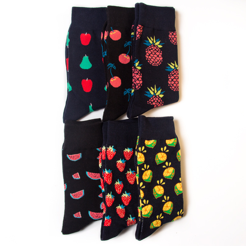 Cross-border Hot Selling Amazon Happy Socks Swedish Native Fruit Series Men's and Women's Socks Mid-spring and Summer Cotton