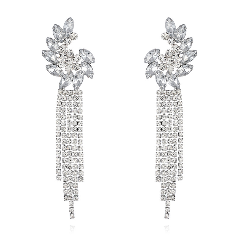 Foreign trade new Black Diamond Crystal Horse Eye earrings personalized flower tassel earrings spot wholesale E604