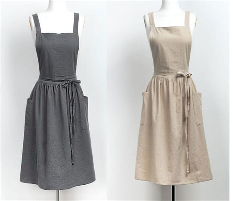 Set and Made Cotton and Linen Style Japanese and Korean Best Selling Sand Wash Comfortable Work Clothes Home Kitchen Apron Custom Logo