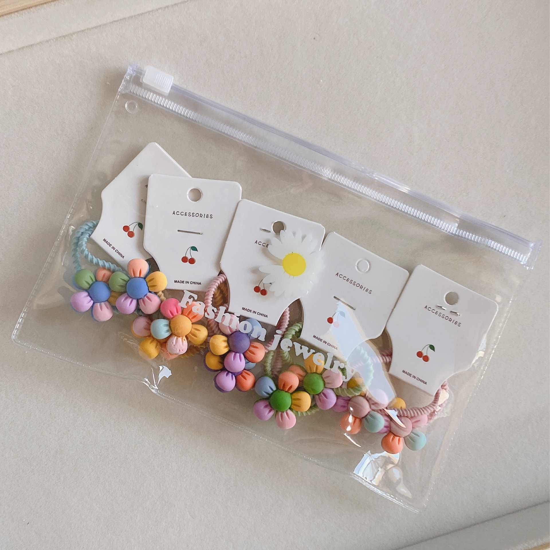 10 anneaux pour cheveux ~ Version coréenne de l'ensemble de combinaison de petits élastiques en caoutchouc pour filles et enfants qui ne blessent pas les cheveux_voghion.com