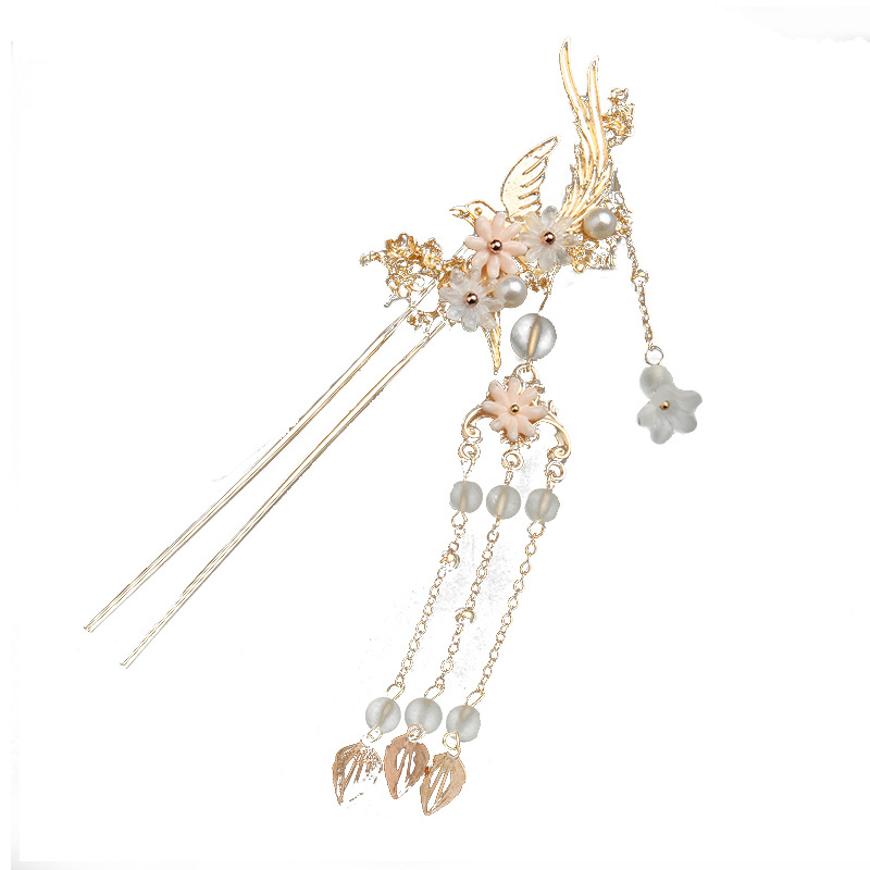 Ancient style hanfu headdress tassel bridal hairpin step shake hairpin insert comb updo hair accessories chopsticks ancient costume accessories Super fairy