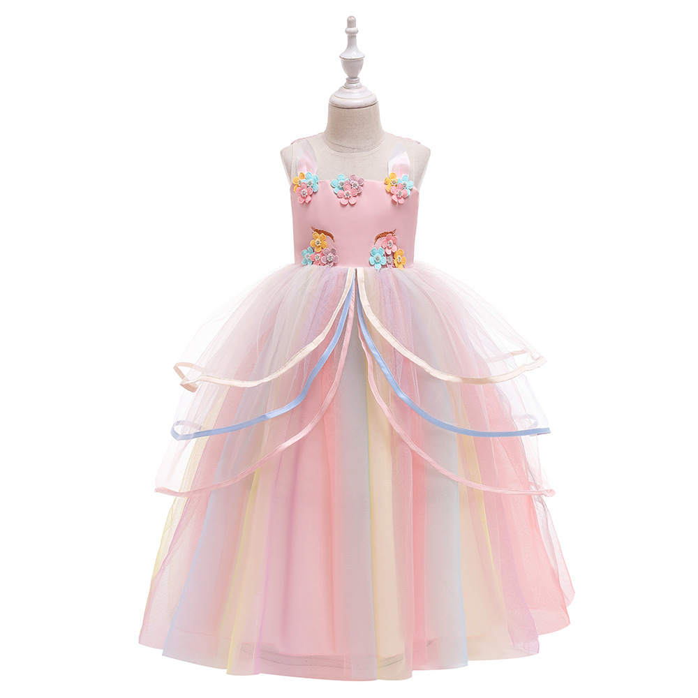 獨角獸禮服長裙兒童網紗七彩蓬蓬紗公主裙Unicorn party dress