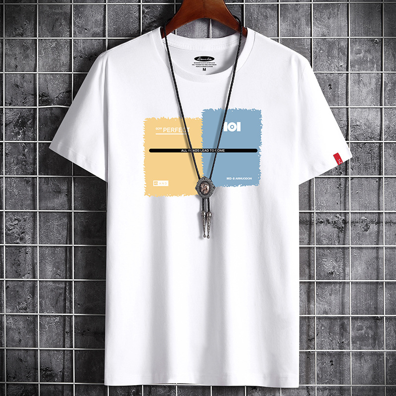 Short-sleeved Men's 20120 New Fashionable Brand T-shirt Men's Korean-style Fashionable Loose Couple's Large Size Men's Half-sleeved Fashionable Clothes
