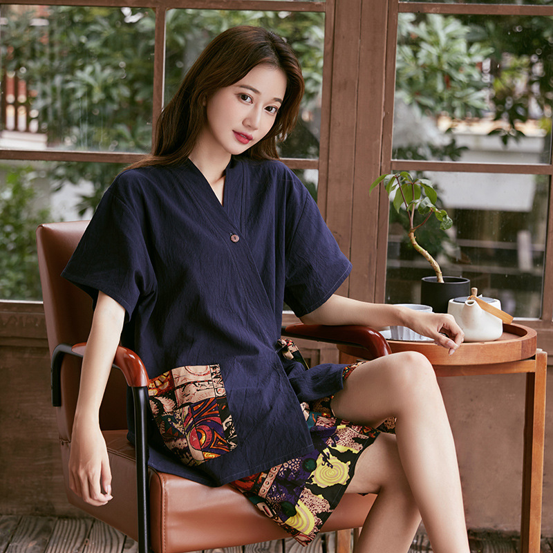 Factory Couple Cotton Sweat Clothing Women's Men's Large Size Hotel Bath Sauna Clothing Bath Clothes Salt Steamed Wholesale Guest