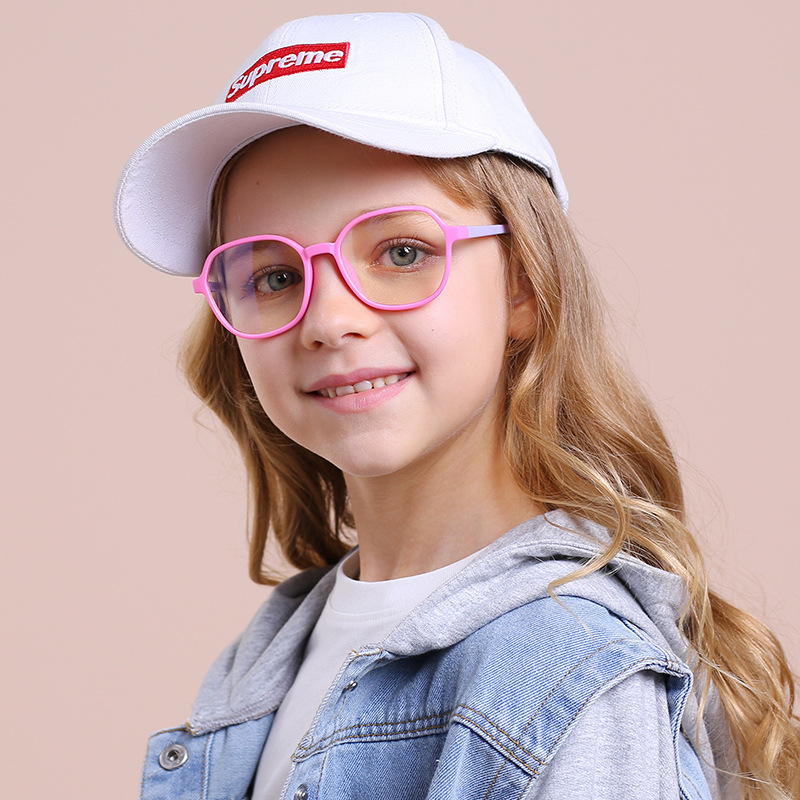 Comfortable Boys and Girls Anti-Blue Light Glasses Children's Anti-UV Flat Glasses Silicone Material Glasses Frame F8279
