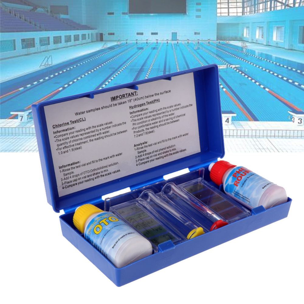 pH Bromide Residual Chlorine Water Test Kit Residual Chlorine Concentration and pH Value Swimming Pool Test Reagent Swimming Pool Test Kit