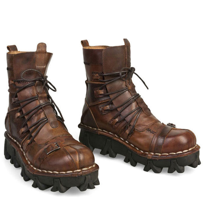 Men's Leather High Top Martin Boots Desert Boots Harley Boots Platform Punk Boots 1809