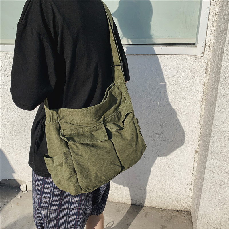 Tooling Crossbody Shoulder Bag Men's and Women's ins Canvas Bag Student Street Large Capacity Bag Casual Artistic Canvas Bag