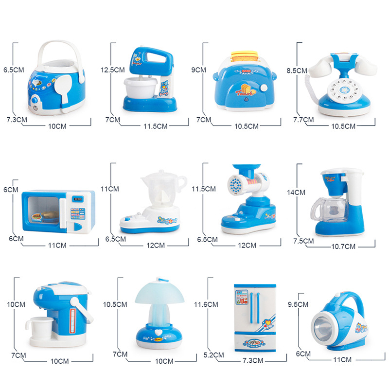 仿真过家家厨房迷你小家电蓝色系列烤箱微波炉多款益智玩具