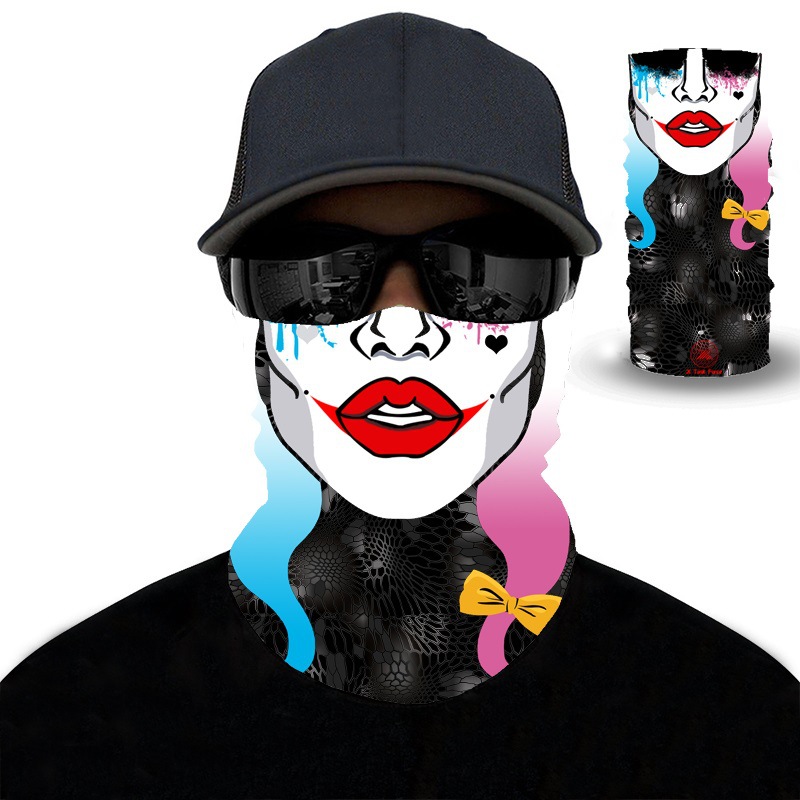 3D print clown skull Magic Turban riding fishing black python camouflage face mask men's and women's mask