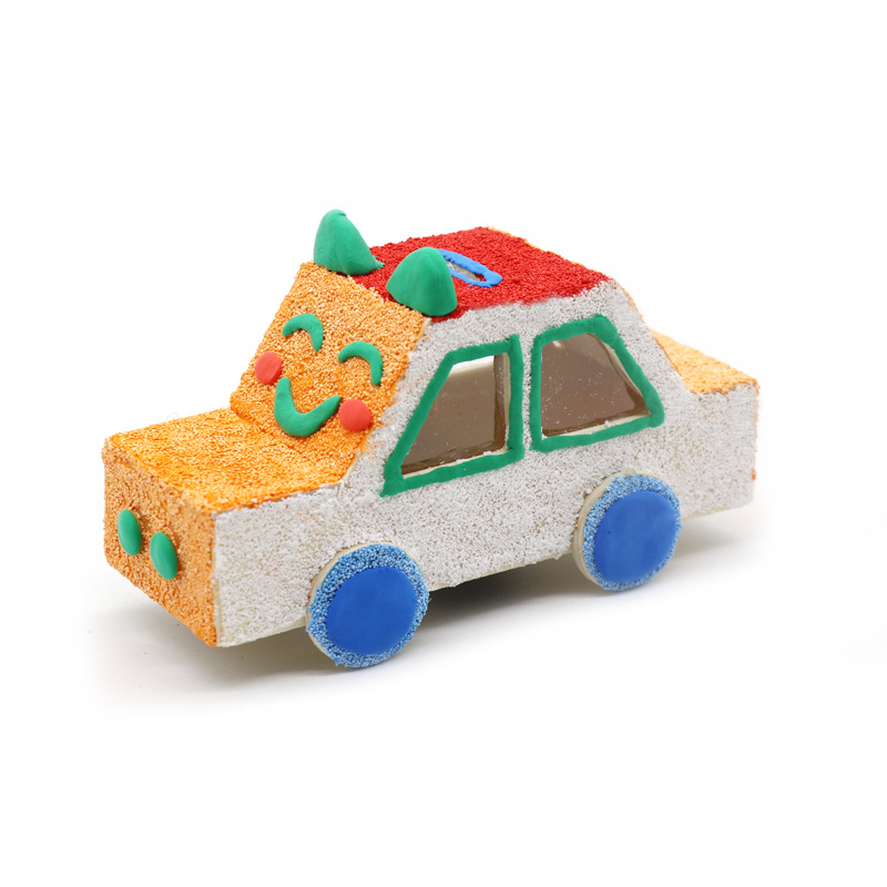 Wooden car piggy bank white blank model children's handmade Diy Pearl mud snow mud clay accessories wooden car