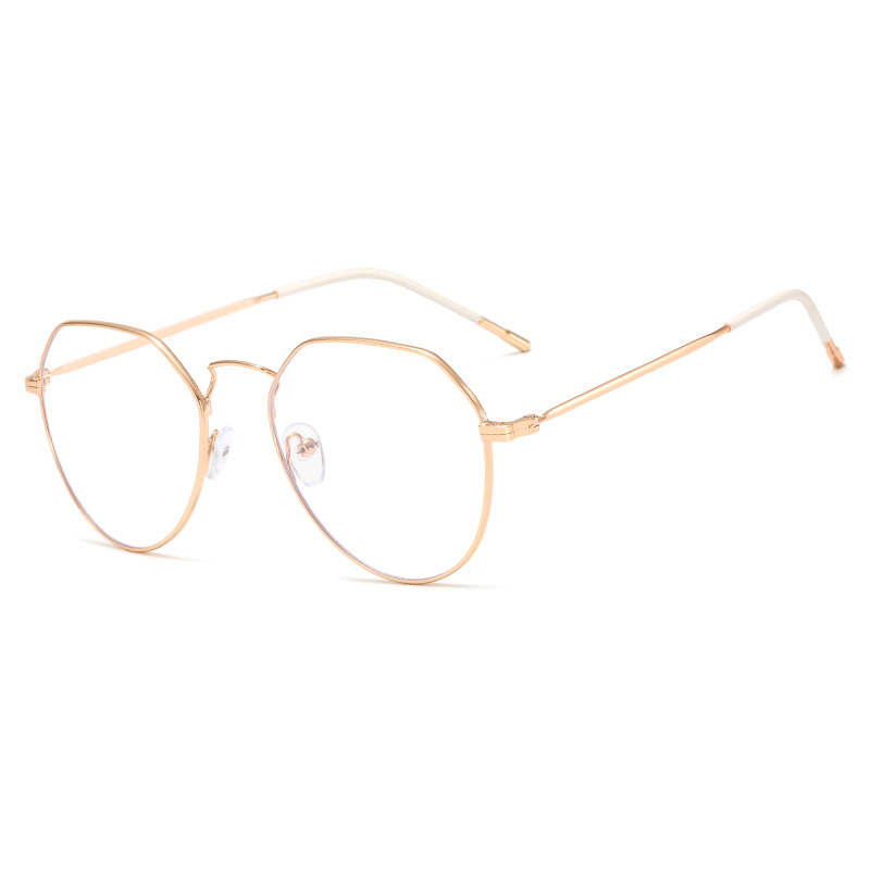 New Anti-blue Light Glasses for Men and Women Students Metal Full Frame Polygon Kickoff for myopia Ultra Light Frame Trendy