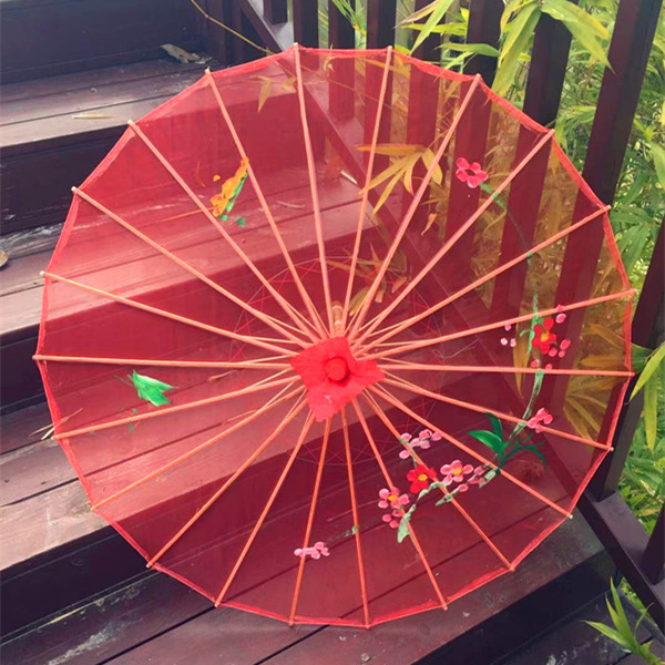 Shiny Fabric Transparent Silk Silk Umbrella Dancing Umbrella Craft Performance Props Oil Paper Umbrella Decorative Umbrella Classical Flower