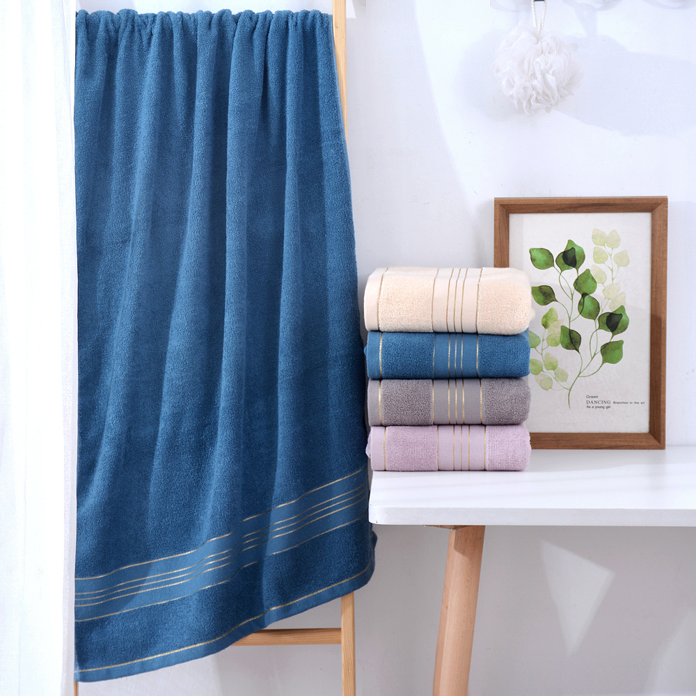 Factory supply 350g gold plain color bath towel home daily hotel bath towel gift LOGO embroidery soft absorbent