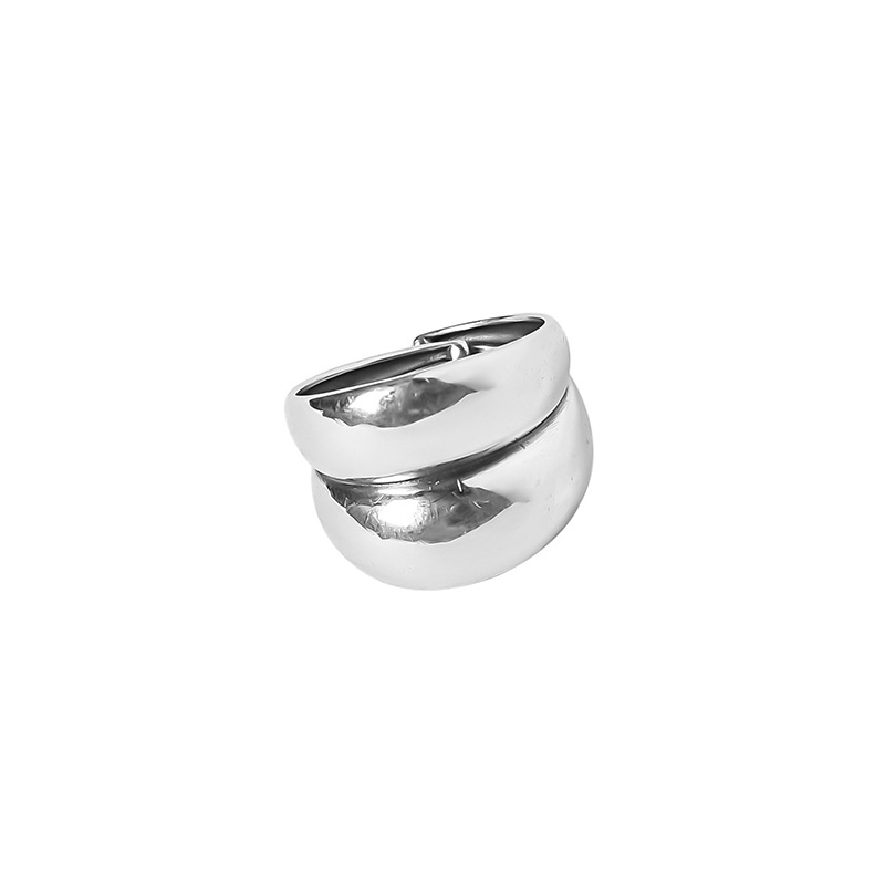argento sterling spesso semplice onda leggera superficie solido hipster freddo stile coppia anello anello per donna_voghion.com