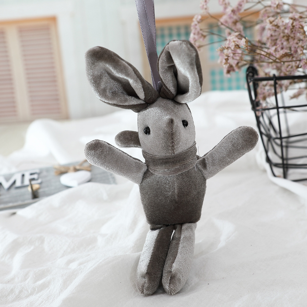 Korean velvet net red wishing rabbit pendant immortal bouquet doll rabbit backpack key plush toy accessories wholesale