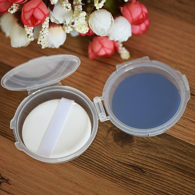 Powder puff box air cushion powder puff box double-layer detachable pp material transparent storage box round thickened manufacturer in stock