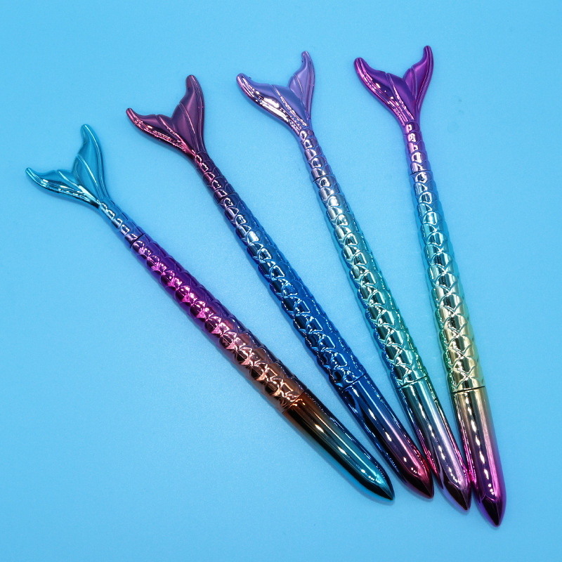 Creative cute cartoon mermaid shape gift ballpoint pen UV gradient fishtail student signature gel pen