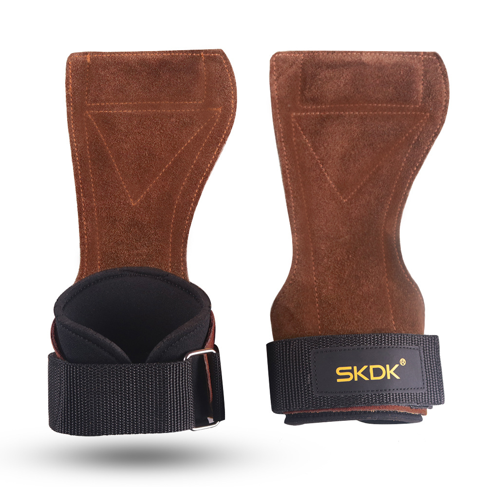 Cowhide Palm Guard Fitness Palm Guard Equipment Non-slip Wear-resistant Wrist Guard Hard Pull Grip Belt Booster Belt Cross-Border