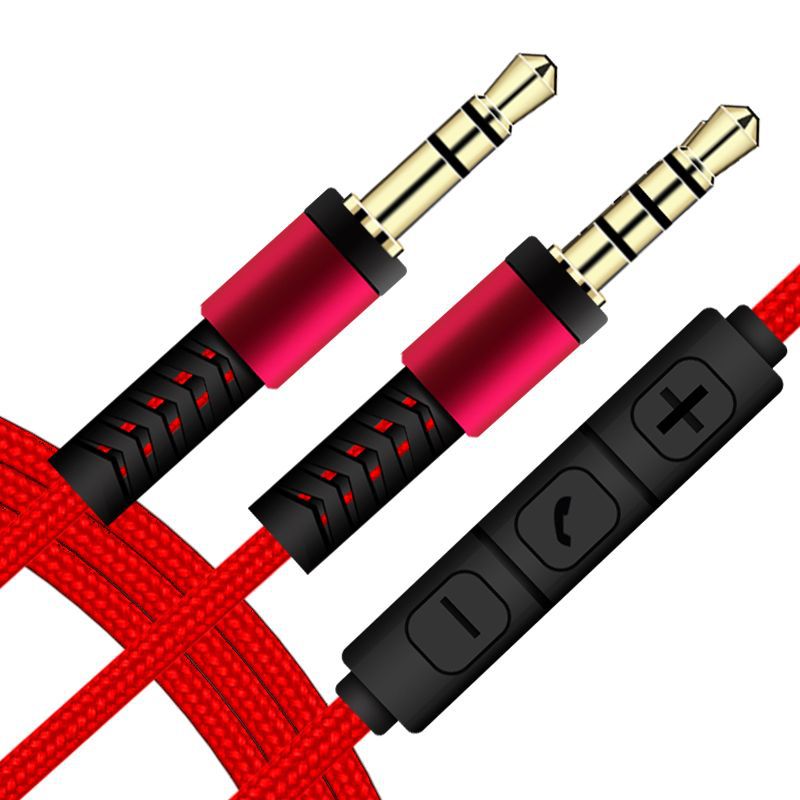 3.5mm male-to-male mobile phone connection headset wire control tuning cable AUX car with microphone audio cable manufacturers