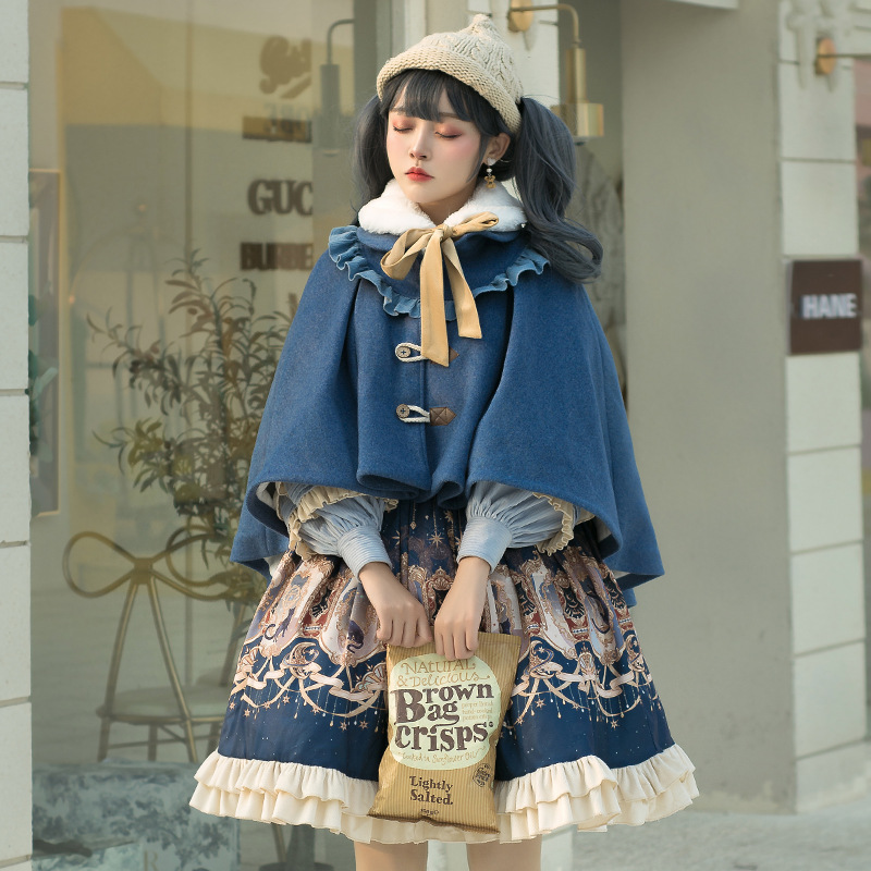 Sakura Love Original lolita Small Skirt Explore Star SK Retro Palace Style Skirt + Autumn and Winter Cloak